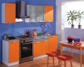 Кухня Трапеза Классика 1700 мм ПЛАСТИК, Оранжевый матовый, столешница 26 мм